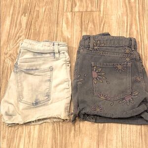 *2 PACK* of Floral Denim Shorts - Light Blue and Dark Blue